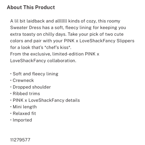 PINK x LoveShackFancy Pink Crewneck Sweatshirt Dress dog crystals shine - Picture 6 of 16